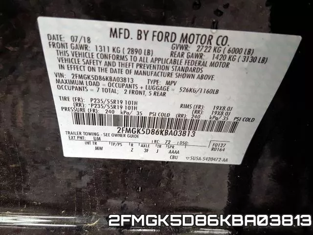 2FMGK5D86KBA03813 фото 2