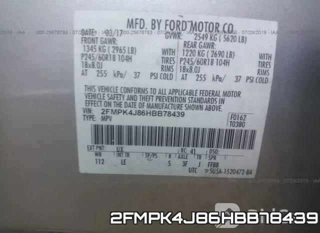 2FMPK4J86HBB78439 фото 10