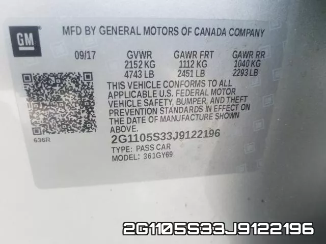 2G1105S33J9122196 фото 2