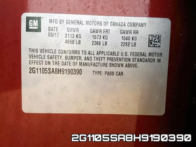 2G1105SA8H9190390 фото 2