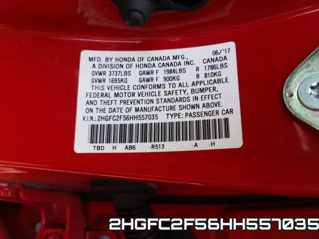 2HGFC2F56HH557035 фото 2