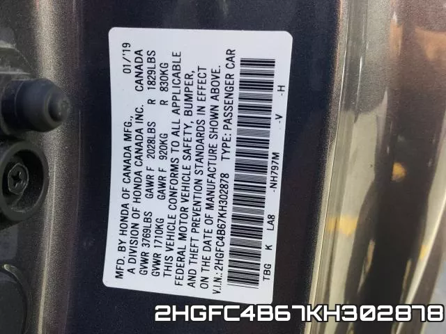 2HGFC4B67KH302878 фото 2