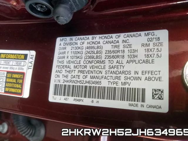 2HKRW2H52JH634965 фото 2