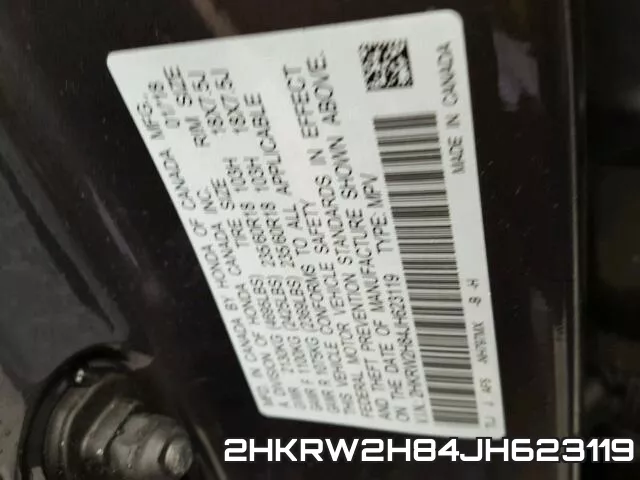 2HKRW2H84JH623119 фото 2