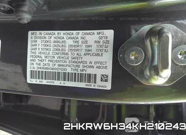 2HKRW6H34KH210243 фото 10