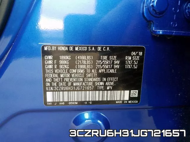 3CZRU6H31JG721657 фото 2