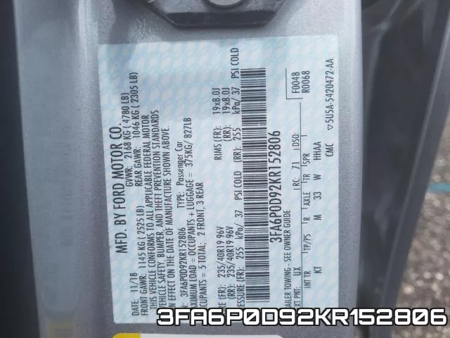 3FA6P0D92KR152806 фото 2