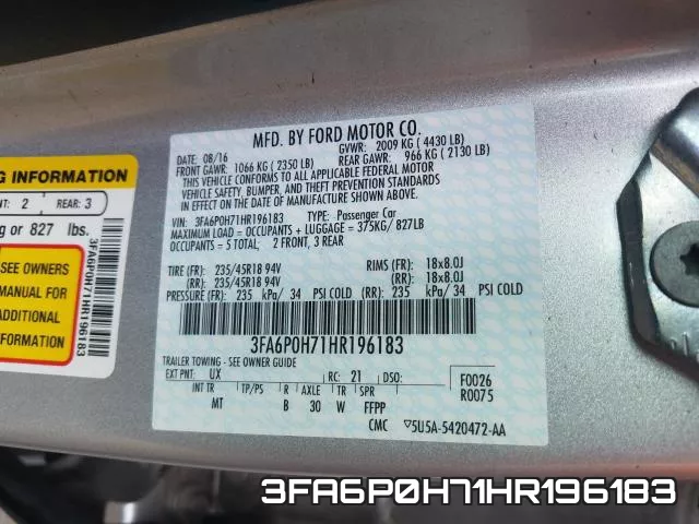 3FA6P0H71HR196183 фото 2