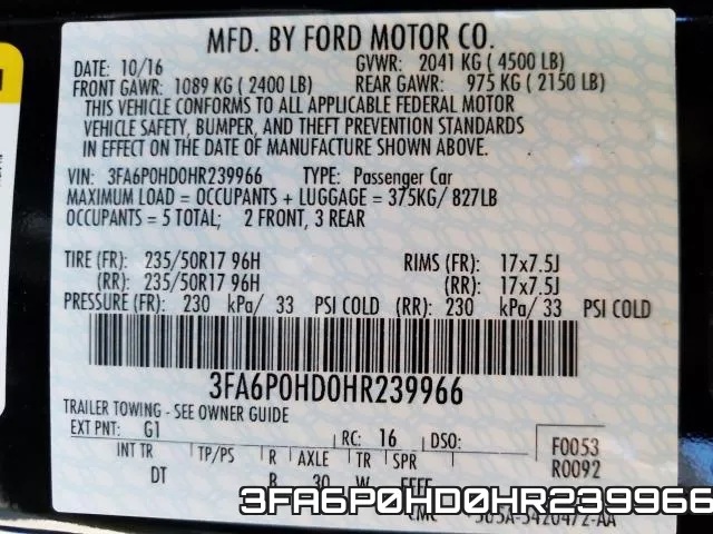 3FA6P0HD0HR239966 фото 2