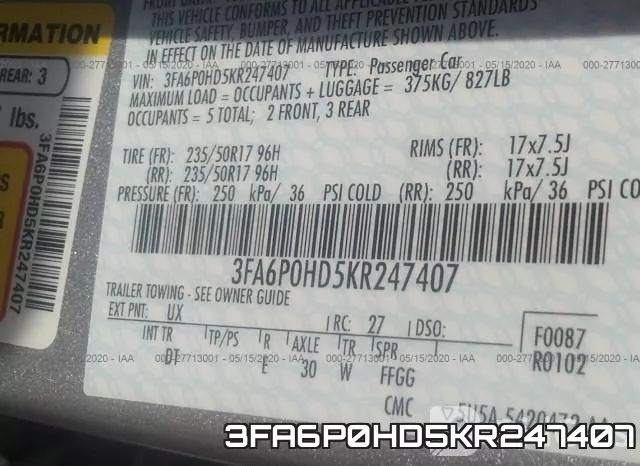 3FA6P0HD5KR247407 фото 10