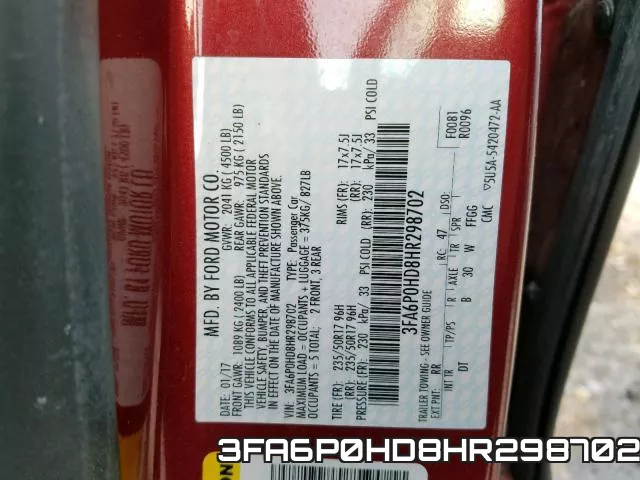 3FA6P0HD8HR298702 фото 2