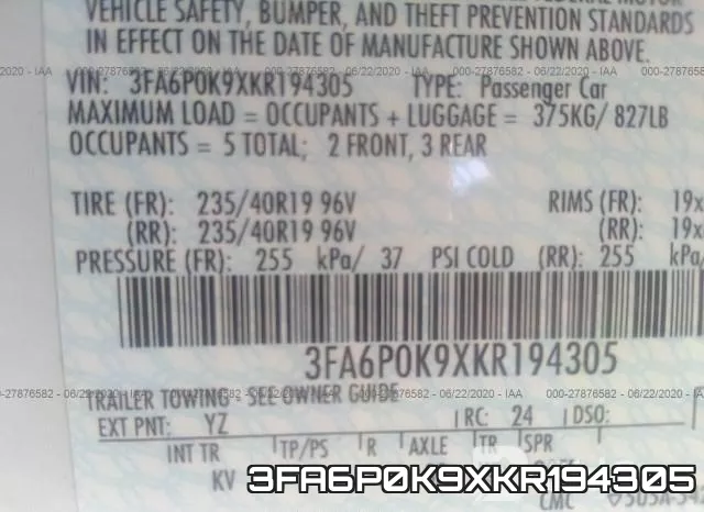 3FA6P0K9XKR194305 фото 10