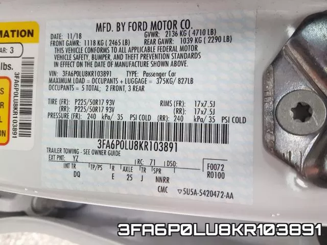 3FA6P0LU8KR103891 фото 2