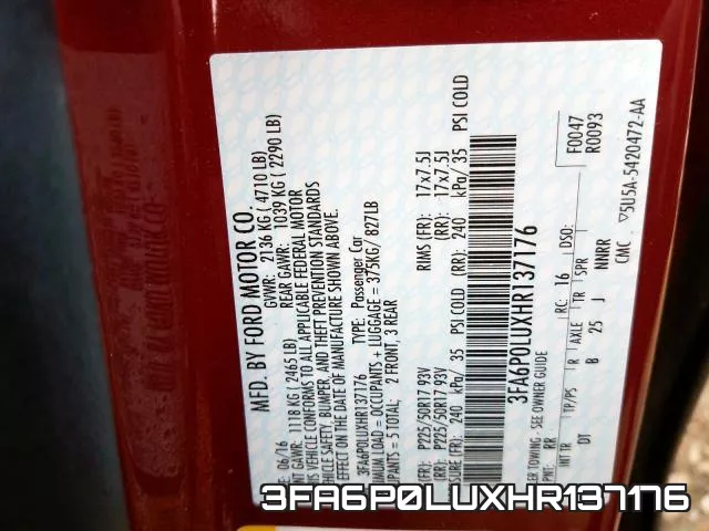 3FA6P0LUXHR137176 фото 2