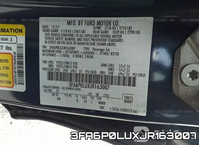 3FA6P0LUXJR163007 фото 10