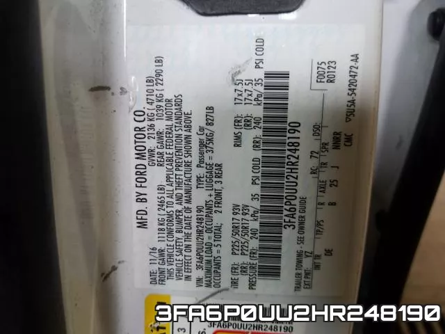 3FA6P0UU2HR248190 фото 2