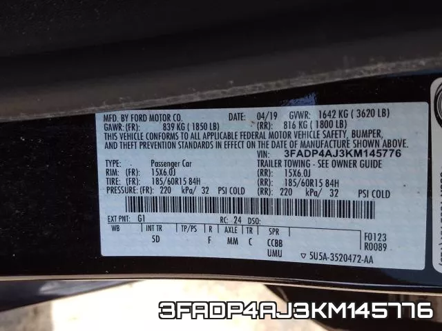 3FADP4AJ3KM145776 фото 2