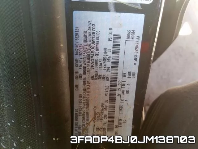 3FADP4BJ0JM138703 фото 2