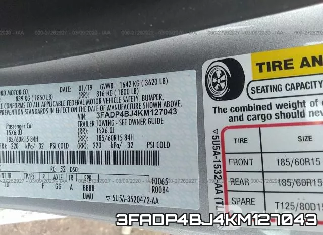 3FADP4BJ4KM127043 фото 10