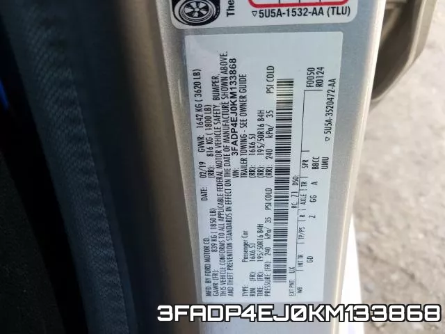 3FADP4EJ0KM133868 фото 2