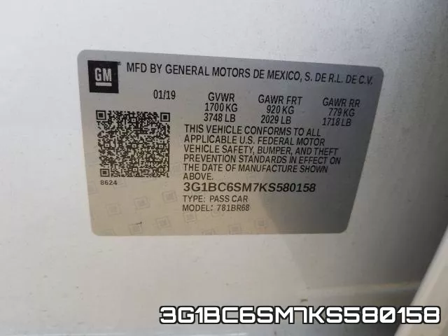 3G1BC6SM7KS580158 фото 2