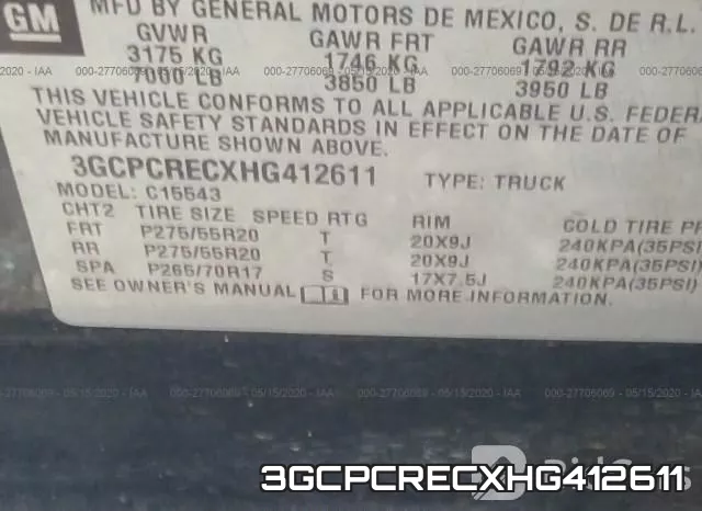 3GCPCRECXHG412611 фото 10