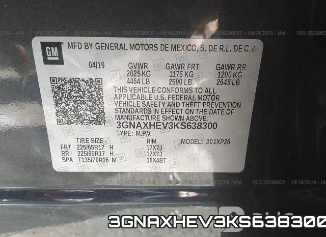 3GNAXHEV3KS638300 фото 10