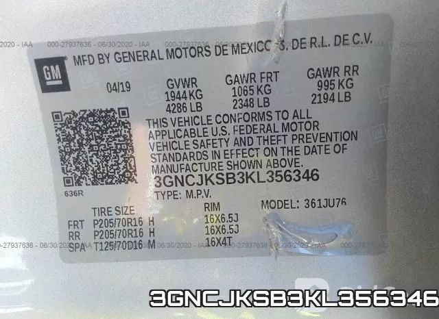 3GNCJKSB3KL356346 фото 10