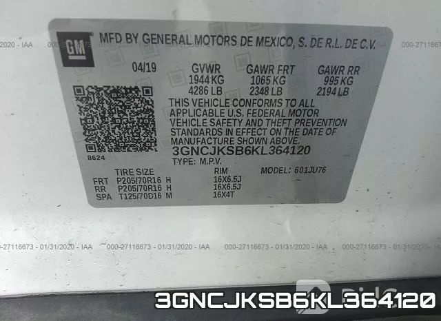 3GNCJKSB6KL364120 фото 10