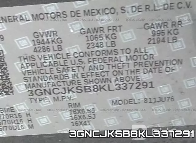 3GNCJKSB8KL337291 фото 10