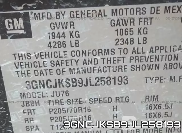 3GNCJKSB9JL258193 фото 10