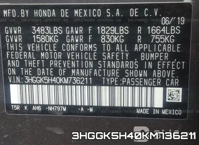 3HGGK5H40KM736211 фото 10