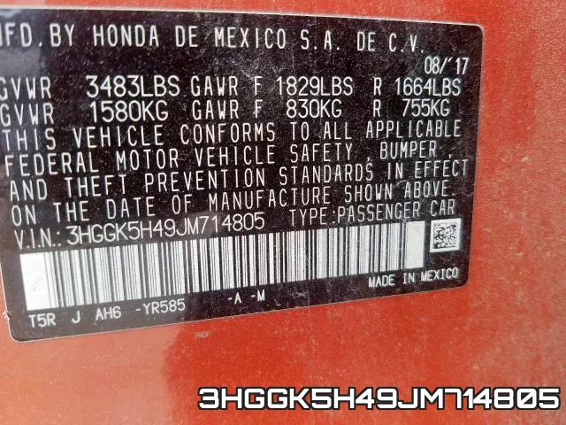3HGGK5H49JM714805 фото 2