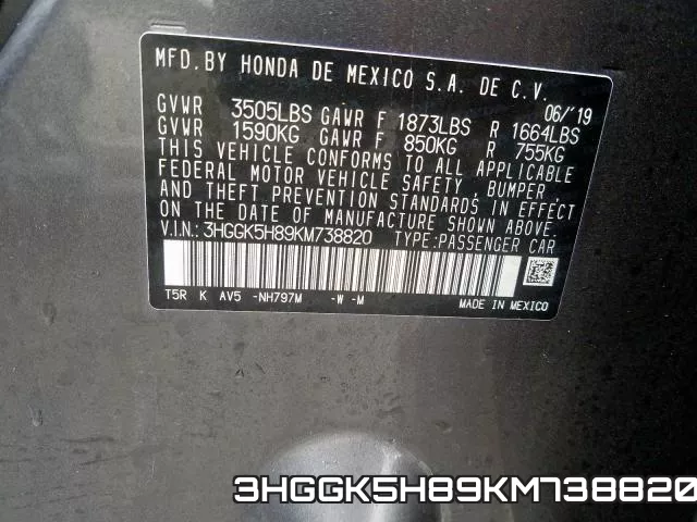 3HGGK5H89KM738820 фото 2