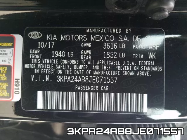 3KPA24AB8JE071557 фото 2