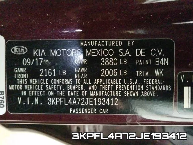 3KPFL4A72JE193412 фото 2