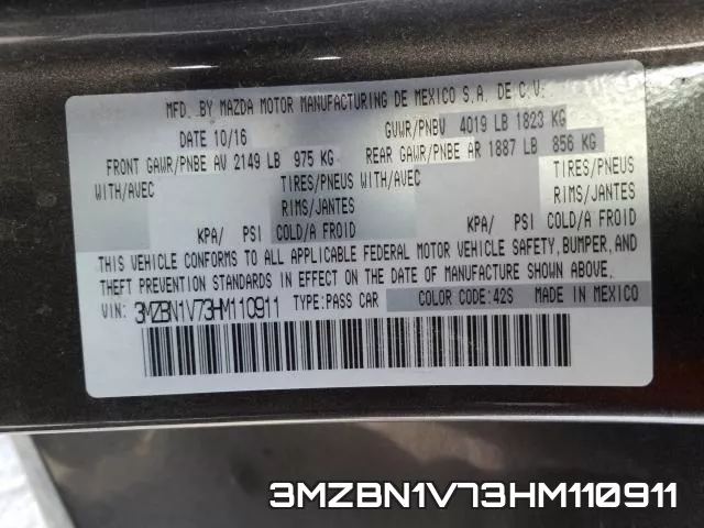 3MZBN1V73HM110911 фото 2