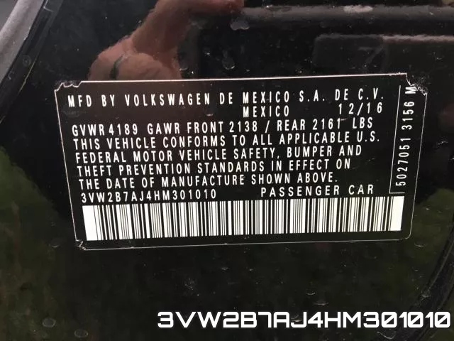 3VW2B7AJ4HM301010 фото 2