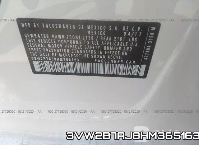 3VW2B7AJ8HM365163 фото 10