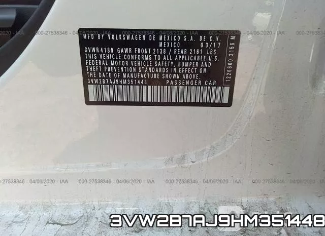 3VW2B7AJ9HM351448 фото 10