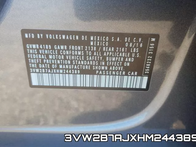 3VW2B7AJXHM244389 фото 2
