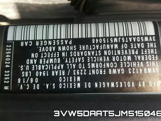 3VW5DAAT5JM515046 фото 2