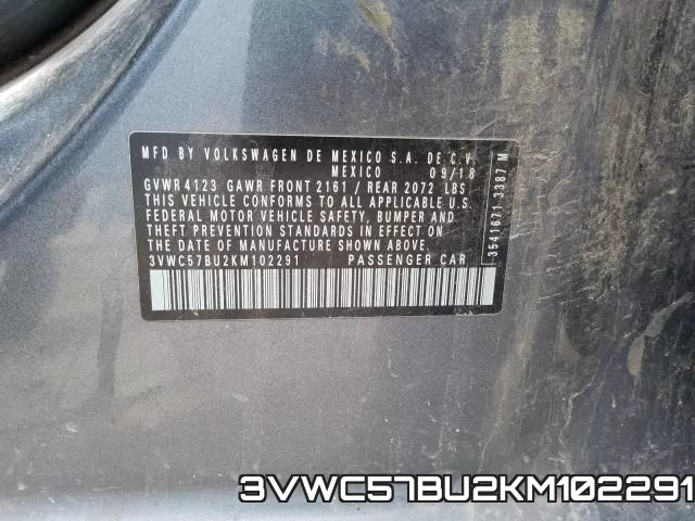 3VWC57BU2KM102291 фото 2