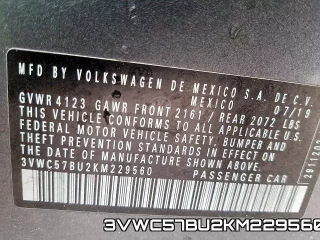 3VWC57BU2KM229560 фото 2
