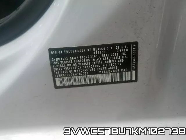 3VWC57BU7KM102738 фото 2