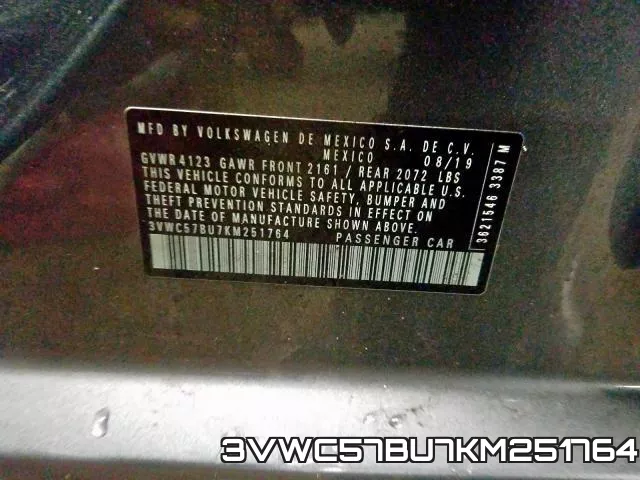 3VWC57BU7KM251764 фото 2