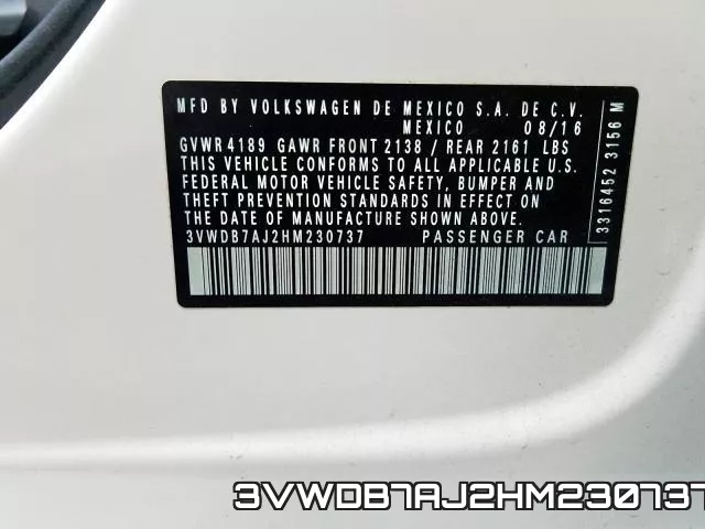 3VWDB7AJ2HM230737 фото 2