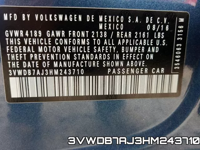 3VWDB7AJ3HM243710 фото 2