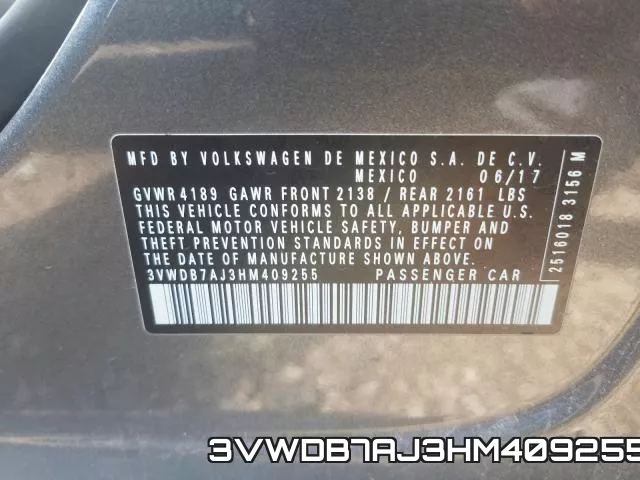 3VWDB7AJ3HM409255 фото 2