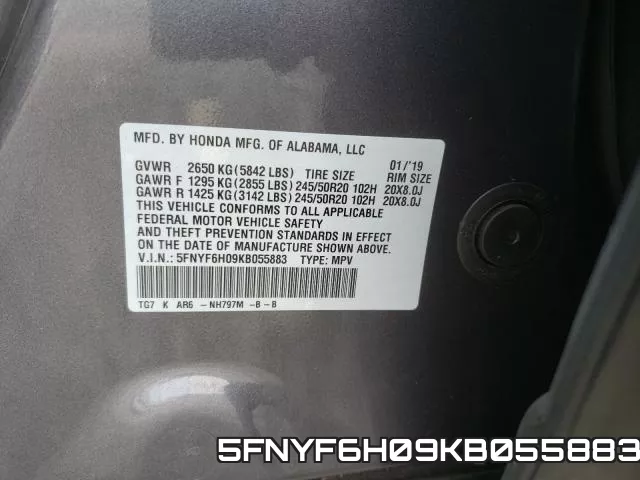 5FNYF6H09KB055883 фото 2